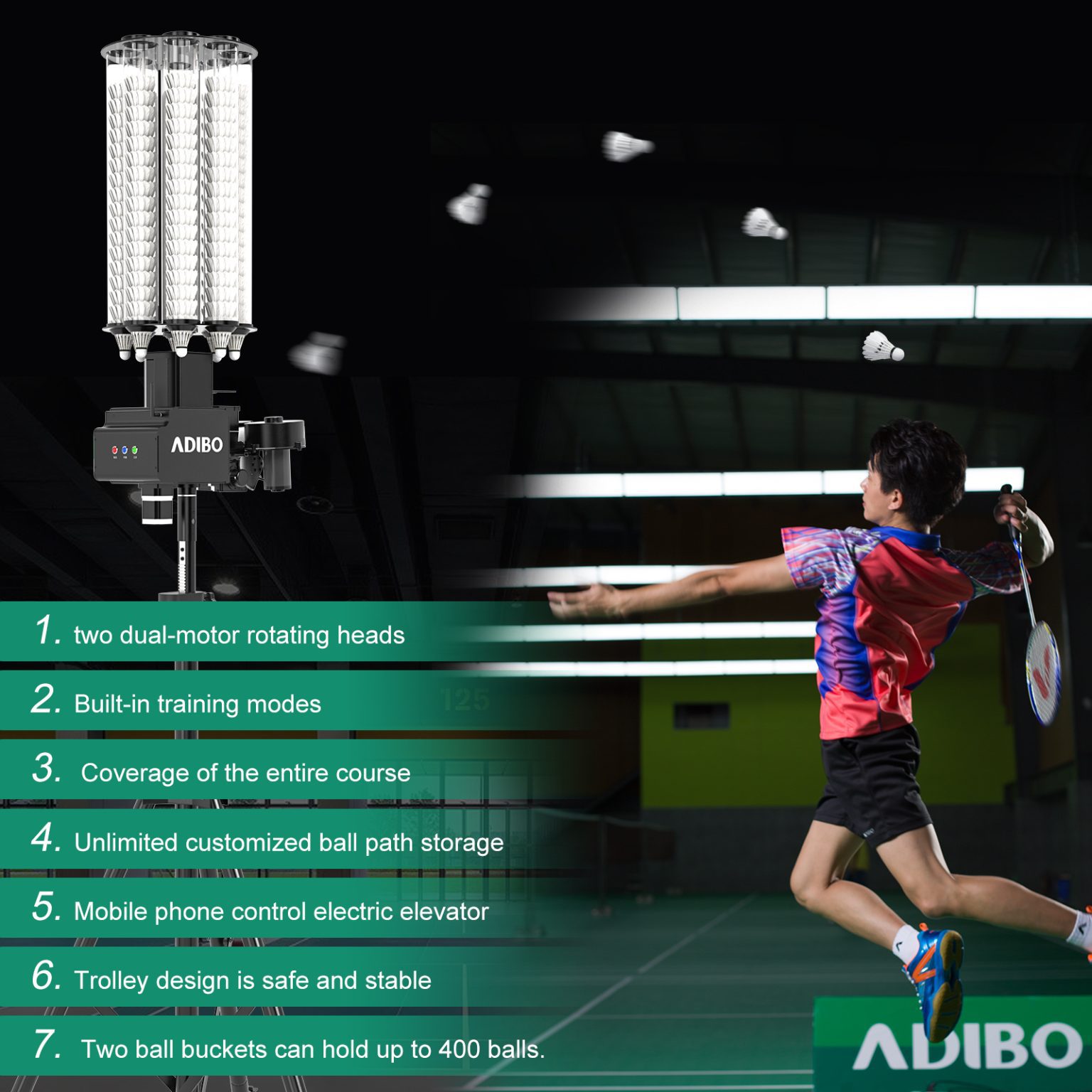 ADIBO A260 Intelligent Badminton Serving Machine » ADIBO Official site